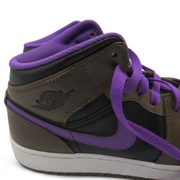 Air Jordan 1 Mid GS Sneakers Brown/Black/Purple DQ8423-215 Youth 7Y - Picture 3 of 10